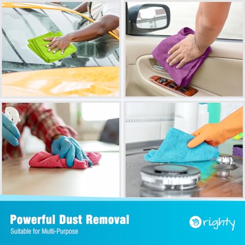 Orighty Microfiber Cleaning Cloth Pack of 12, Microfiber Towels for Cars, Highly Absorbent Car Cleaning Supplies, Lint Free Cloths Clean Rags for Car Care, House, Kitchen, 12x11 inch