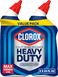 Clorox Toilet Bowl Cleaner Heavy-Duty Gel, Arctic Clean, Bleach-Free Stain Remover, Kills 99.9% of Germs, 24 oz, Pack of 12