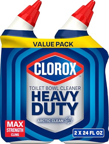 Clorox Toilet Bowl Cleaner Heavy-Duty Gel, Arctic Clean, Bleach-Free Stain Remover, Kills 99.9% of Germs, 24 oz, Pack of 12