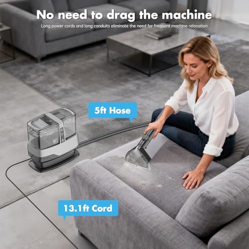 Portable Carpet & Upholstery Spot Cleaner Machine 20Kpa Power Suction Carpet Shampooer Deep Cleaning for Pet Stains,Couch,Stair,Car,Furniture with Dual Brush Heads & Self-Cleaning