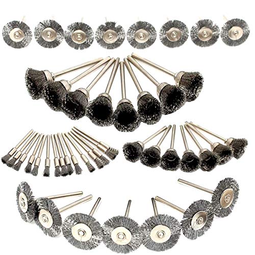 45PC Wire Brush Set for Drill, Stainless Steel Wheel Brushes Rotary Tool Accessories, Ideal for Rust Removal, Grinding, Sanding, Polishing, Fits Dremel & Most 1/8" Collet Tools