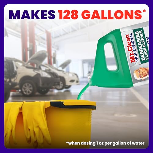 Mr. Clean PRO Degreasing Floor Cleaner, Bulk Liquid Concentrate for Removing Tough Grease and Oil Stains, Commercial Use, 1 gal (Case of 3)