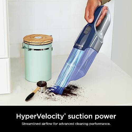 Shark Cyclone PET Handheld Vacuum | HyperVelocity Suction | Powerful Pet Hair, Home & Car Cleaning | USB Rechargable| Lightweight | Crevice Tool & Multi Surface Pet Tool | Navy Blue/Grey | CH701