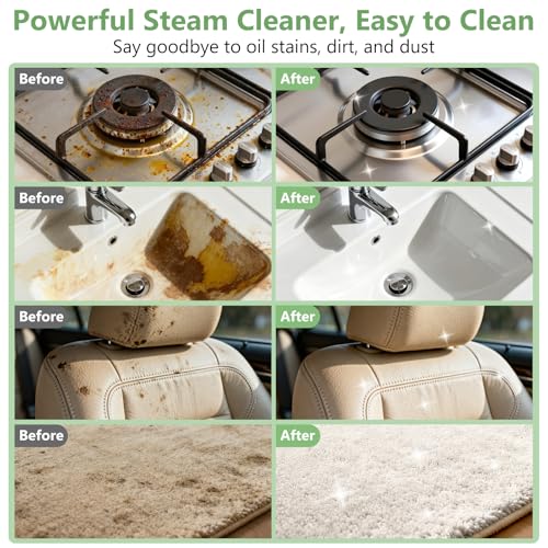 Steam Cleaner, Portable Steamer for Cleaning with 16pcs Accessories, 6-Level Adjustable and 15s Heat-Up, Handheld Steam Cleaner for Home, Tile, Dirt, Grout, Grease, Car Detailing