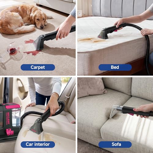 Portable Carpet Cleaner Upholstery Deep Cleaner, Deep Cleaning for Carpet,Car Couch, with Deep Cleaning Solution,Blackpink