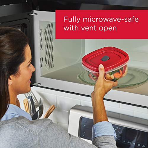 Rubbermaid 16-Piece BPA-Free Plastic Food Storage Set, Red Vented Lids - Microwave, Dishwasher Safe: Perfect for Meal Prep, Leftovers, and Kitchen Organization