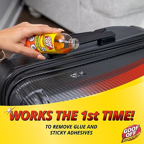 Goof Off Adhesive Gunk Remover, 8 fl. oz., Removes Stickers, Glue, Labels, Tape Residue and Adhesive, Ideal for Hard Surfaces Like Metal, Glass and Non-Acrylic Plastic