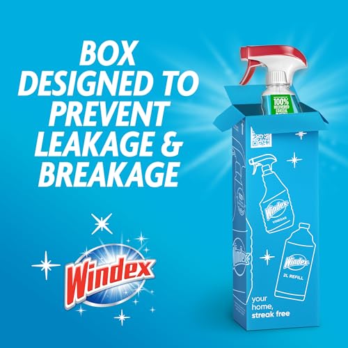 Windex Glass and Window Cleaner Spray Bottle, Bottle Made from 100% Recycled Plastic, Surface Cleaning Spray, Original Blue Scent, 23 Fl Oz (Pack of 6)