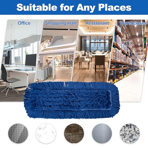 iDeaology 4 Pack - 24-Inch Washable Dust Mop Heads – Full Cloth, Extra Durable, Easy Button - No Clinging to Hair or Fur, Easy to Use Replacement for Commercial and Home Cleaning