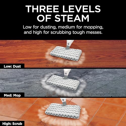Shark® Professional Steam Pocket® Mop with Swivel Steering, 2 Washable Double-sided Pads, Steam Sanitization, Lightweight, Steam Cleaner for Sealed Hard Floors, Marble, Stone & Laminate, Grey, S3601