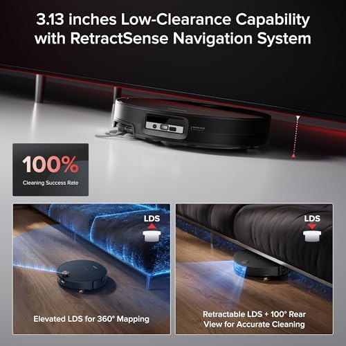 roborock Saros 20 Sonic Robot Vacuum and Mop, 36,000Pa Suction, 3.46 in Double-Layer Threshold, Reactive AI 3.0 Obstacle Recognition, 212°F Hot Water Wash, Zero-Tangling, 3.14’’ Ultra Slim, Black