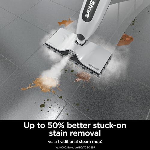 Shark SteamSpot Steam Mop with Steam Blaster Technology, 3 Steam Modes, 2 Washable Pads, XL Removable Water Tank, Lightweight, Steam Cleaner for sealed Hard Floors, Hardwood, Tile, Laminate, S2001