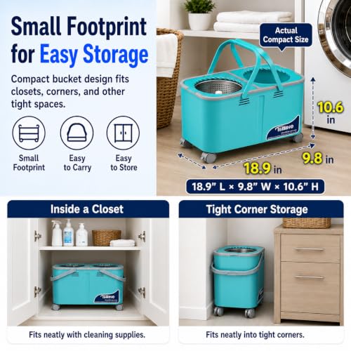 2026 Upgraded Easy-Use Spin Mop for Cleaner, Clean & Dirty Water Separation Mop Bucket for Pet & Family Homes,360° Swivel Wheels, Safe for Hardwood & Tile, Adjustable Handle,6 Reusable Mop Heads