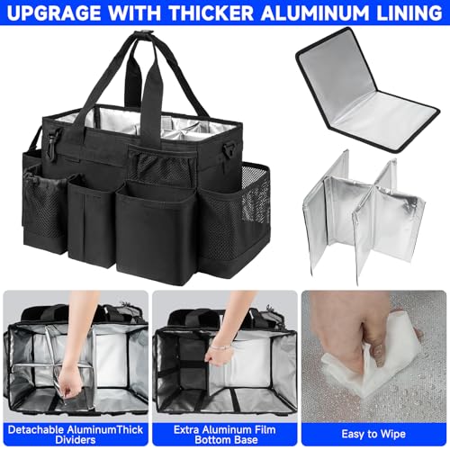 Cleaning Caddy Bag, Cleaning Supplies Organizer for Housekeepers, Housekeeping Caddy with Handle and Detachable Padded Cushion, Black