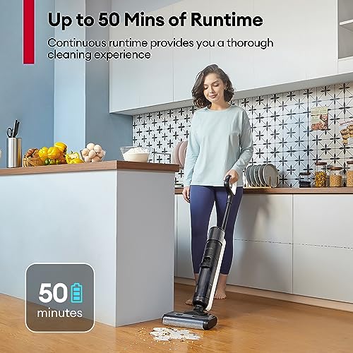 Ultenic Wet Dry Vacuum Cleaner,Cordless Vacuum Mop Combo with Self-Cleaning,Smart Mess Detection,50mins Runtime,3-in-1 Vacuum Mop for Hard Floors,Edge Cleaning,LED Display,Black,AC1 Elite
