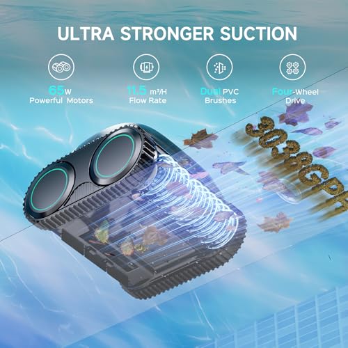 WYBOT C1 Cordless Robotic Pool Vacuum for Inground Pools, Above Ground Pool Cleaner 4-in-1 Wall & Waterline Cleaning Up to 1,621 sq.ft, 150mins Smart App Navigation, Black