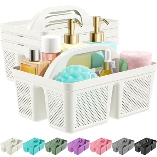 MLIKLU 4 Pack Portable Shower Caddy Basket with Handle, Plastic Cleaning Caddy Organizer for Bathroom, College Dorm, Kitchen & Laundry Room, Divided Storage Tote for Toiletries and Cleaning Supplie