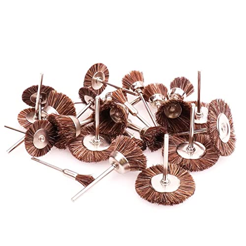 𝐋𝐮𝐨 𝐤𝐞 15 Pcs Horsehair Brushes - 1/8 Inch Shank Assorted Shape Bristle Brush Wheels for Rotary Tools Includes Dremel (Brown)