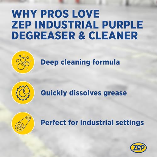 Zep Industrial Purple Cleaner and Degreaser Concentrate - 5 Gallon (Case of 1) R45815- Easy to Rinse Formula