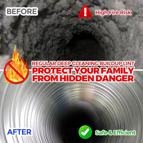 Holikme 30 Feet Dryer Vent Cleaner Kit, Flexible Lint Brush with Drill Attachment, Fireplace Chimney Brushes Extends Up to 30 Feet for Easy Cleaning, Use with or Without a Power Drill