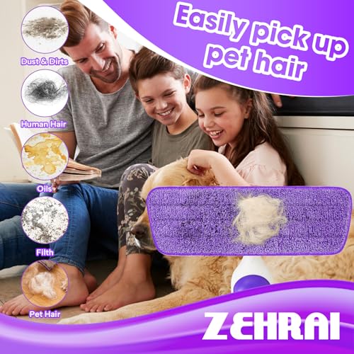 6 Pack Reusable Microfiber Mop Pads for Swiffer PowerMop, 13-16 Inch Spray Mop Replacement Refills, Machine Washable Wet Dry Pads for Hardwood Tile Multi-Surface Cleaning