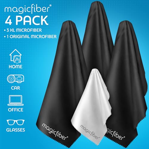 MagicFiber Extra Large Microfiber Cleaning Cloth - Premium Cloth for TV Screens, Windows, Mirrors, Glasses, Lenses, VR, Computers, Monitors, & More