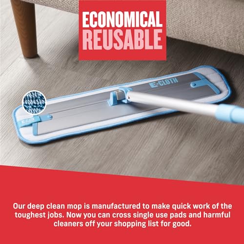 E-Cloth Deep Clean Microfiber Mop - Reusable Mop Pad for Home Cleaning, Hard Floors, Wood, Tile, or Laminate, Machine Washable, Use Wet for Cleaning or Dry for Dusting, No Refills or Spray Needed