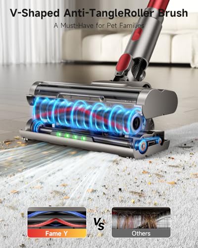 AIPOWAY Cordless Vacuum Cleaner 580W 50Kpa Vacuum Cleaners for Home, 65 Mins Battery Stick Vacuum Anti-Tangle, Self-Standing, 8-in-1 Lightweight Vacuum for Hardwood Floor/Carpet/Pet Hair