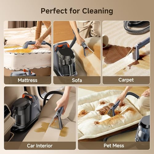 Uwant Carpet Cleaner Machine 18Kpa Powerful Suction, Portable Carpet Cleaner with Cleaning Tools&Self-cleaning Upholstery Cleaner for Cars,Sofa Set of 1