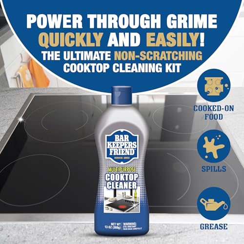 Bar Keepers Friend Cooktop Cleaner (13 oz) Multipurpose Liquid Stovetop Cleanser + Cookware Cleanser & Polish (12 oz) Stainless Steel Cleaner & Degreaser for Pots, Pans, Bakeware & Grills