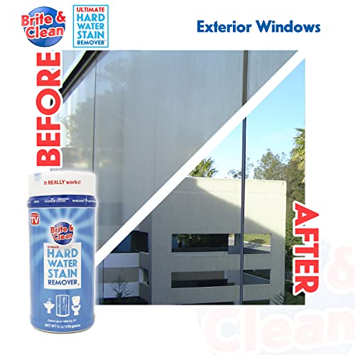 Brite & Clean® (Bright & Clean) Ultimate Hard Water Stain Remover® for Glass, Shower Doors & Windows – Removes Mineral Deposits from Granite, Porcelain, Tile, Stainless Steel & Chrome