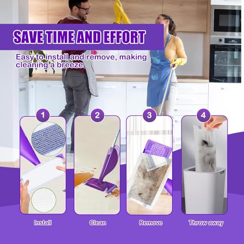 100 Pack Disposable Wetjet Pads Refills for Swiffer Wet Jet Mops, 4 Layers Thickened | Super Heavy-Duty Absorbent | Stickiness, Absorbent for Household Cleaning & Suit All Multi-Surface