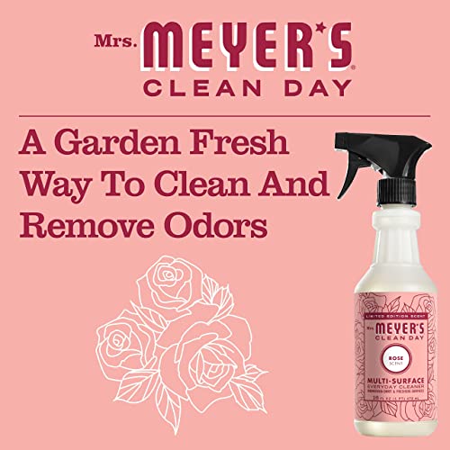 MRS. MEYER'S CLEAN DAY Multi-Surface Everyday Cleaner, Rose Scent, 16 Ounce Bottle (Pack of 6)