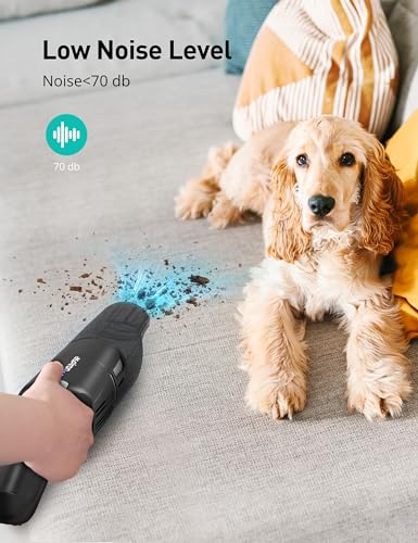 Aspiron Cordless Handheld Vacuum, 24KPA Powerful Car Vacuum, 2-Speed, 2 Charging Methods, Wireless Charger, Ergonomic Handle, Portable Rechargeable Vacuum Cleaner for Car, Home, Jet Black