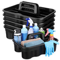 Wesiti 6 Pcs Cleaning Caddy with Handle Large Plastic Housekeeping Shower Basket Cleaning Supplies Organizer for Spray Bottles Brush Home Bathroom Office(Black)