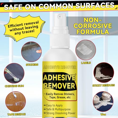 Adhesive Remover, Surface-Safe Sticker Remover Spray, Glue Remover that Quickly Removes Sticker, Glue, and Tape Residue | Safe for Car, Glass, Label, Decals & More, 4.06 fl.oz/120ml