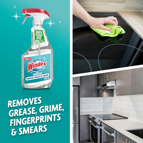 Windex Vinegar Glass and Surface Cleaner Spray Bottle, Packaging Designed to Prevent Leakage and Breaking, Surface Cleaning Spray, 23 Fl Oz