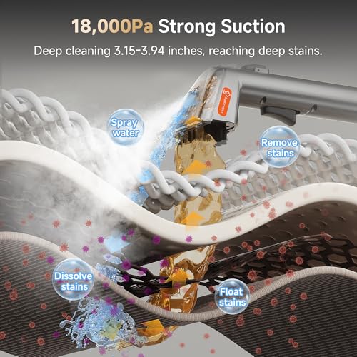 Uwant 18Kpa Carpet Cleaner Machine with 3 System Powerful Suction Upholstery Cleaner Machine for Pet with Oxy Pro Solution Set of 1