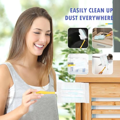 30 Count Duster Refills Compatible with Dusters 180° Handle Dusters, 180° Heavy Duty Multi-Surface Duster Replacement with 1 Standard Handle, Unscented