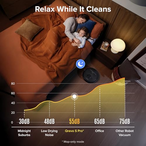roborock Qrevo S Pro Robot Vacuum and Mop, 18,500Pa Suction, Multifunctional Dock with 167℉ Mop Self-Cleaning, Smart Obstacle Avoidance, Anti-Tangle Brush, Liftable Spinning Mop, Black