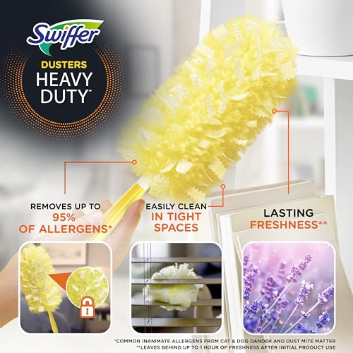 Swiffer Dusters Heavy Duty, Multi-Surface Duster Refills for Cleaning, Lavender, 6 Count