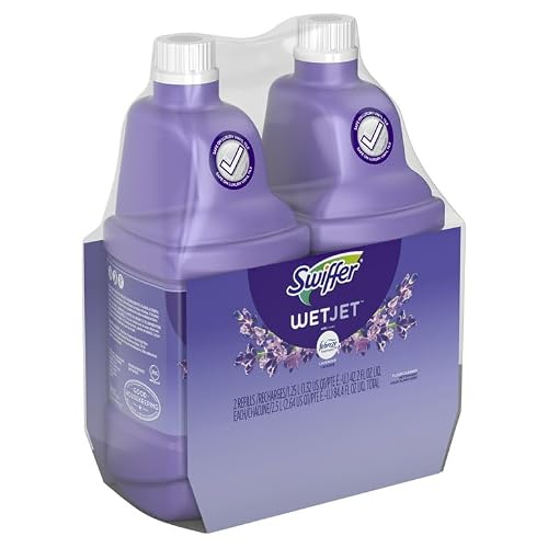 Swiffer WetJet Multi-Purpose Floor and Hardwood Cleaner Solution with Febreze Refill, Lavendar Vanilla and Comfort Scent, 1.25 Liter (4 Pack)