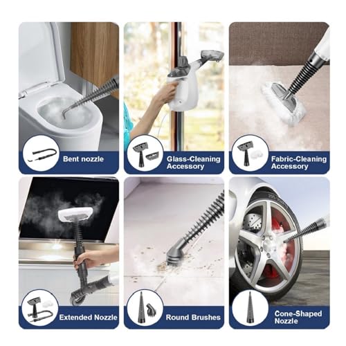 TICYACK Handheld Steam Cleaner, Steam Cleaner with 16 PCS Accessory & Safety Lock, 500ML Capacity, Multi-Surface Deep Cleaning for Home, Car, Bathroom, Grout, Floor, Window (White)