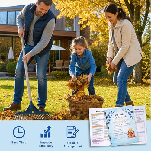 Home Cleaning Planner for Adults Women, Waterproof Cover Household Cleaning Checklist Notebook, Daily Weekly Monthly Cleaning Schedule and Cleaning Lists, Home Chore Organizer for Busy Adults & Family Cleaning Management