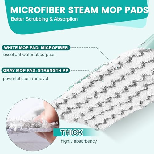 6 Pack Steam Mop Replacement Pads Compatible with Shark Steam Mops S1000/S1000A/S1000C/S1000WM/S1001C, Floor Steamer Pads Washable, Reusable Microfiber Cleaner Pads