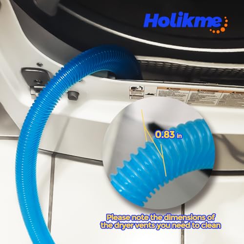 Holikme Dryer Vent Cleaner Kit Dryer Lint Vacuum Attachment Brush, Lint Remover, Dryer Vent Vacuum Hose Replacement Parts,Duct Cleaning,Blue