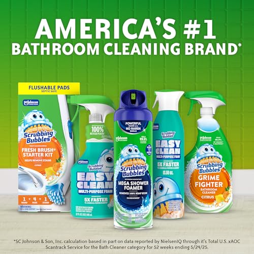Scrubbing Bubbles Fresh Gel Toilet Bowl Cleaning Stamps, Helps Keep Toilet Clean and Helps Prevent Limescale & Rings, Lavender Scent, 1 Dispenser with 6 Fresh Gel Stamps