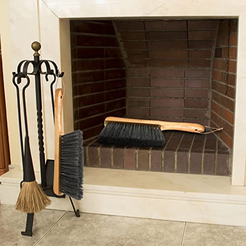 Patelai 2 Pieces Wooden Bench Brushes Fireplace Brush Natural Fiber Bench Soft Bristles Long Wood Handle Dust for Hearth Tidy Car Home Workshop Woodworking(Gray)