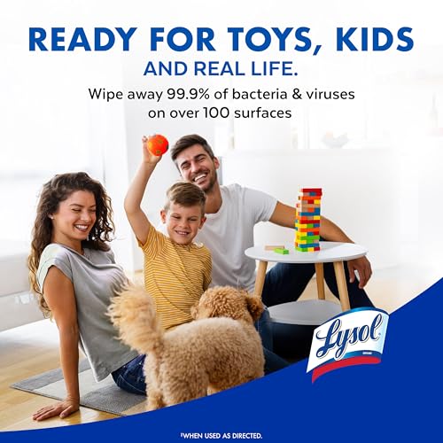 LYSOL Disinfecting Wipes, All Purpose Cleaner, Multi-Surface Antibacterial Cleaning Wipes, Household Cleaning Supplies, Dorm Essentials, Lemon & Lime Blossom Scent, 80 ct. (2 Pack)