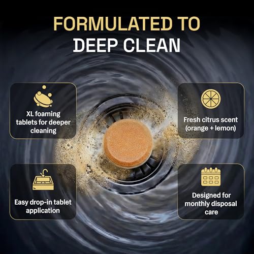Zyro Garbage Disposal Cleaner and Deodorizer | 24 Pack | Kitchen Sink Cleaner Tablets | Eliminates Odor | Fights Grease & Buildup | Foaming Scrub Action | Citrus Fresh | 1 Year Supply